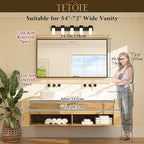 TETOTE Brushed Nickel Mirror 55" x 30" Beveled Framed Bathroom Vanity Wall Mirror for Over Sink Brushed Nickel, Tempered Glass, Modern Farmhouse Bedroom, Entryway, Living Room