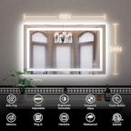 ISKM 40'' x 24'' LED Mirror for Bathroom Lighted Vanity Mirror for Wall Front Lights + Backlit LED Bathroom Mirror Anti-Fog Tempered Glass ETL Listed