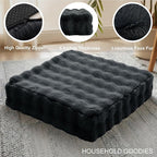 22 inches Floor Pillow for Adults - Large Meditation Cushion with Thick Foam & Soft Tufted Cover - Premium Outdoor Square Floor Cushion Seat - Yoga Pillows for Sitting On Floor - Black