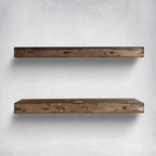 Urbandi Rustic Distressed Floating Shelves, Set of 2, Handmade Out of Pine Wood, 3 Inch Thick, Made in USA (Jacobean, 24Lx3Hx8D)