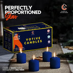 Candle Charisma Blue Unscented Votive Candles - 15 Hour Burn time - Set of 36 for Dinner, Wedding, Halloween and Holiday Decorations