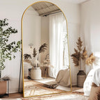 Antok Full Length Mirror, 88"x44" Oversized Floor Mirror Freestanding, Full Body Mirror Floor Standing Mirrors with Stand, Hanging Mounted Mirrors for Living Room Cloakroom,Gold,Arched Style