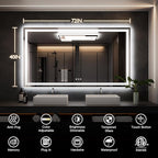 ISKM 72'' x 40'' LED Mirror for Bathroom Lighted Vanity Mirror for Wall Front Lights + Backlit LED Bathroom Mirror Anti-Fog Tempered Glass ETL Listed