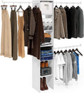 Furinno FANO Closet Organizers and Storage, Closet Storage Organizer with 3 Hanging Bars, Wardrobe Closet Shelf Towers, for Wardrobe, Bedroom, Living Room, White