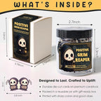 Positive Grim Reaper Jar – 60 Funny Emotional Support Grim Reaper, Dark Humor Spooky Gifts, Halloween Basket Stuffers for Adults Women Men, Halloween Gifts for Adults, Coworkers, Boo Basket Stuffers