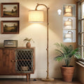 Floor Lamp for Bedroom - 69" Rustic Farmhouse Tall Lamp with Adjustable Color Temperatures - Country Resin Vintage Reading Light Standing Lamps for Living Room Office Classroom, Bulbs, Brown