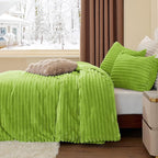 BEDELITE Fleece King Comforter Set -Super Soft & Warm Fluffy Dark Citron Bedding, Luxury Fuzzy Heavy Bed Set for Winter with 2 Pillow Cases