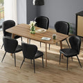VASAGLE EKHO Collection - Dining Chairs Set of 6, Upholstered Kitchen Chairs, Comfortable Seat, Synthetic Leather with Stitching, Mid-Century Modern, Easy Assembly, Living Room Lounge, Ink Black