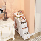 Tohomeor Narrow Dresser Tall Skinny Storage Tower Vertical Slim Chest of Drawers with Charging Station Small Nightstand Side Table for Bedroom, Bathroom, Small Spaces (White, 3 Drawers)