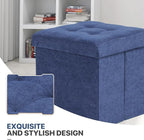 MoNiBloom 15 Inch Storage Ottoman Cube, Folding Square Foot Rest Stool, Small Ottoman Footrest with Storage for Living Room, Bedroom, Entryway, Navy Blue