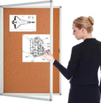 BIBOC Enclosed Cork Bulletin Board Weatherproof Display Cases Tamperproof Notice Poster Memo Board with Aluminum Frame,36x24 inches (Cork12)
