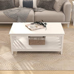 ChooChoo Farmhouse Coffee Table, Pure White Living Room Table with Shelf, 40 Inch