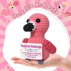 Mini Positive Flamingo Crochet Gifts, Birthday Gifts for Women Men Handmade Presents, Inspirational Small Animals Cute Flamingo, Emotional Cheer Up Funny Decor (Positive)