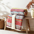 Boho Chic Sherpa Throw Blanket - Vibrant Bohemian Print & Ultra-Soft Cozy Lining, Stylish & Warm Winter Throw for Couch, Bed, or Décor