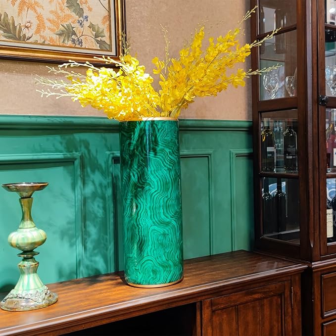 Umbrella Stand Umbrella Bucket Umbrella Rack Barrel Floor Vase Modern Style for Storing Canes Walking Sticks for Entryway Porch Indoor Malachite Green 24‘’High
