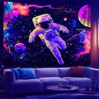 NYZE Astronaut Space Tapestry for Bedroom, Glow in the Dark Room Decor Wall Tapestries, Cool Galaxy Planet Wall Hanging, Wall Hanging for Men Guys Gamer Room Dorm Living Room 59X51in