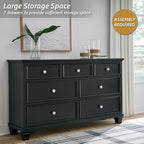 Signature Design by Ashley Lanolee Traditional Dresser with Framed Drawer Fronts and Tapered Feet, 7 Drawers, Satin Nickel Knobs, Wood, 36" High, Black