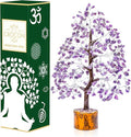 Crocon Amethyst Gemstone Tree Feng Shui Figurine Money Bonsai Good Luck Chakra Balancing Reiki Healing Crystals Decoration Ornament Sculpture Prosperity Table Decor Gift Size 10-12\
