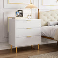 GarveeHome White Dresser, Modern 3 Drawer Dresser for Bedroom with Gold Handle and Large Drawer, Wood Double Chest of Drawers and Storage Organizer for Living Room, Hallway, Entryway