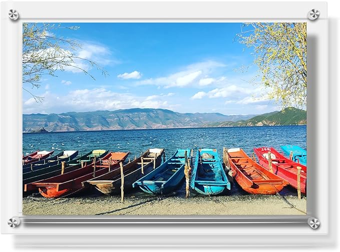Acrylic Floating Picture Frame, 11x14 Double Panel Clear Wall Mount Document Certificate Frames (Inner Max Size is 9 x12.5 inch)