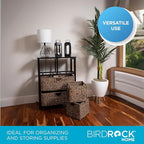 BIRDROCK Home Seagrass Cubby Dresser | 4 Drawer Bins | Decorative Wood Storage Cubbies Shelf Organizer | Industrial Furniture Chest Basket | Espresso
