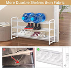 KEETDY 3-Tier Long Shoe Rack for Closet Metal Shoe Organizer for Entryway, Wide Stackable Shoe Storage Shelf with Sturdy Wire Grid for Closet Floor, Bedroom, White