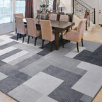FlyDOIT Modern Geometric Patchwork Area Rug, 6x9 Gray Large Rugs for Living Room, Rockwood Collection Indoor Rugs for Bedroom, Throw Carpet Floor Decor for Entryway Dining Room Office Dorm Nursery