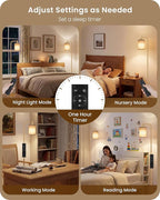Dimmable Floor Lamp for Living Room with Remote and Foot Switch, Modern Standing, Corner Lamp,10W Bulb 3 Color Temperatures, for Bedroom, Office, Corner, ETL Listed, Gold and Beige DE19LD05