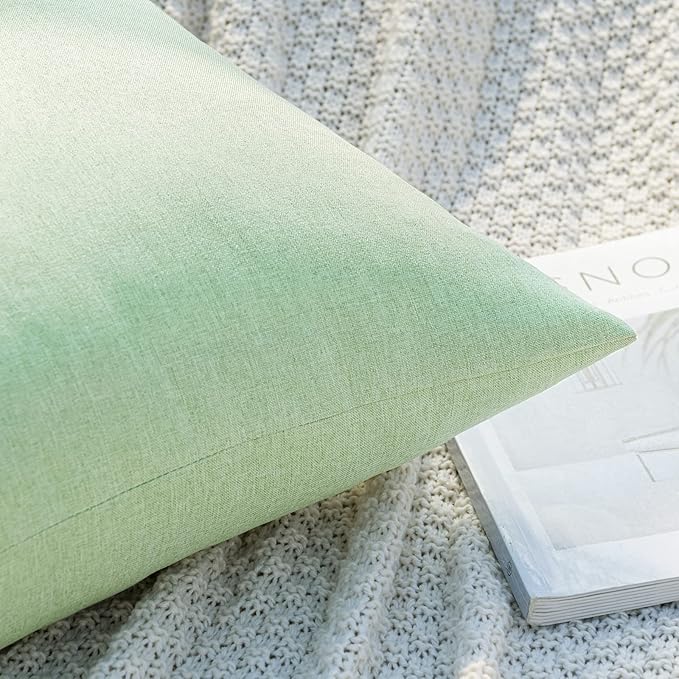 MIULEE Pack of 2 Decorative Outdoor Solid Waterproof Throw Pillow Covers Spring Faux Linen Garden Farmhouse Cushion Cases for Patio Tent Balcony Couch Sofa 20x20 Inch Sage Green