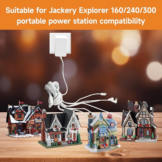 4.5V Power Adapter for Lemax Lighted Accessory 94563 94564 74707 74295 84428 94565 94566 94527 44241 64517 Christmas Micro Lighting Building Decoration(White,8 Output,Bend)