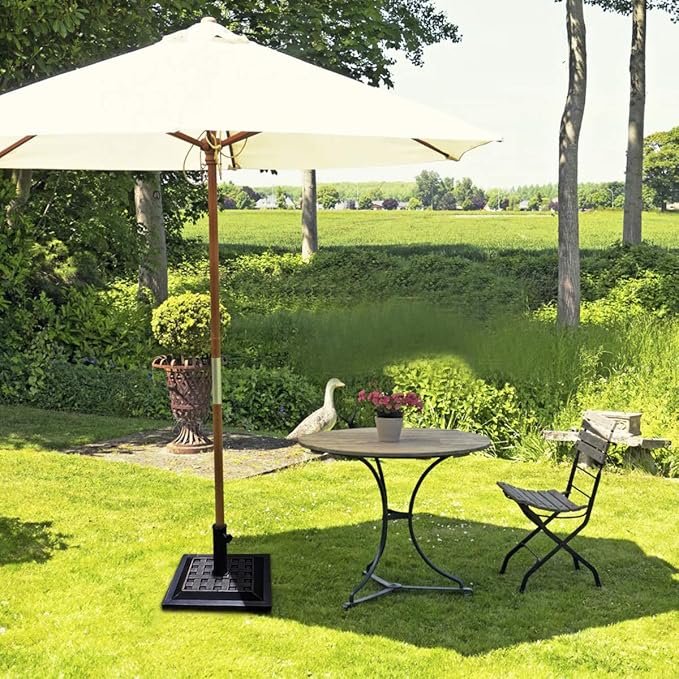Giantex 30lbs Patio Market Umbrella Base, Heavy Duty Outdoor Stand, Cast Iron Tube Umbrella Holder for Garden Beach, Classic Square Umbrella Standing Deck Porch