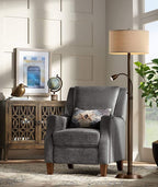 Possini Euro Design Traverse Modern Floor Lamp with Gooseneck Reading Light LED 64" Tall Oil Rubbed Bronze Metal Oatmeal Fabric Drum Shade Decor for Living Room Reading House Family Bedroom Home
