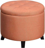 Convenience Concepts Designs4Comfort Round Storage Ottoman 19.75" - Versatile Contemporary Foot Stool for Living Room, Office, Coral Fabric