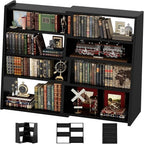 Armocity Book Shelf - Small Expandable Ladder Shelf, Short Corner Bookshelf for Small Spaces, 5 Tier Wood Narrow Bookcase, for Living Room, Bedroom, Entryway, Black