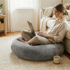 Codi Meditation Cushions Set of 2 – Large Round Floor Pillows for Adults with Removable Washable Cover, Soft and Supportive Floor Cushion for Yoga, Seating and Dog Bed, 32 inch - Grey