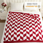 Snuggle Sac Chevron Red Throw Blanket for Couch, Super Soft Christmas Blankets Cozy Knit Fuzzy Plush Lightweight Throws for Sofa, Bed, Red,50x60 inches