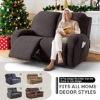 VANSOFY Recliner Loveseat Cover, 6-Pieces Stretch Dual Recliner Sofa Cover Soft Jacquard Reclining Couch Slipcover Furniture Protector with Elastic Bottom for Kid, Pets(2 Seat,Chocolate)