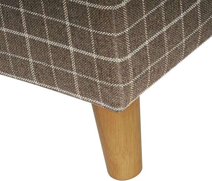 Spatial Order Home Decor | Dinah Collection Modern Storage Ottoman | Ottoman with Storage for Living Room & Bedroom(Brown Windowpane Fabric)