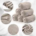 Tinideya 6 Pcs Flannel Fleece Throw Blanket Bulk 50 x 60 Inch Soft Fleece Blanket Warm Throw Blanket Coral Blankets for Couch Sofa Home Wedding Gifts Season (Camel Color)