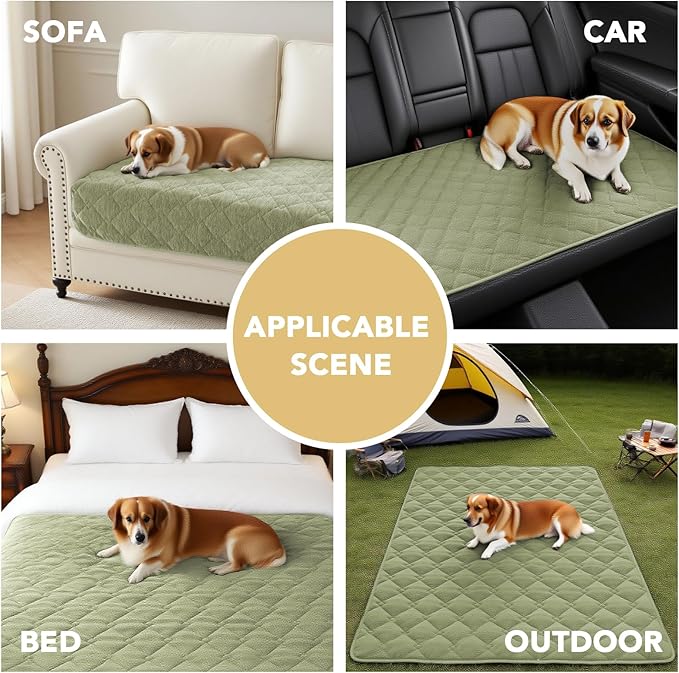 H.VERSAILTEX Couch Cover Chenille Pet Fuzzy Sofa Covers for 3 Cushion Couch Anti Slip Washable Sofa Slipcovers with Strap Soft Couch Protector Cover for Dogs Cats Kids(52" x 82", Tender Green)