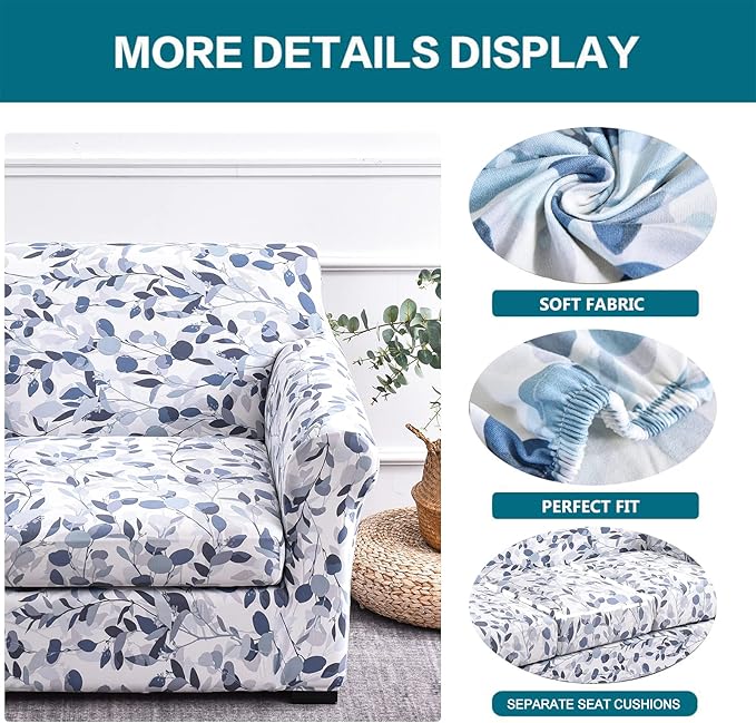 KRFOONN 2 Piece Chair Covers Printed Sofa Covers Couch Covers Washable Armchair Sofa Couch Slipcover Furniture Protector with Elastic Bottom for Living Room (Armchair, 15), Small