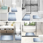 OLANLY Bathroom Rug Set 2 Piece, Soft Absorbent Microfiber Bath Mats and U-Shaped Contour Toilet Rug, Non-Slip, Machine Wash Dry, Plush Shaggy Bath Mats for Bathroom (30"x20"+24"x20", Blue)
