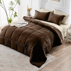 JOLLYVOGUE California King Comforter Set, Ultra-Soft Bed in a Bag Cal King Size 7 Pieces, Oeko-TEX Certified Bedding Set with Down Alternative Comforter, Sheets, Pillowcases & Shams, Brown & Beige