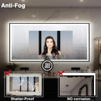 72x32 LED Bathroom Vanity Mirror - Black Aluminum Framed (Front and Backlit), Anti-Fog Large Mirror with Lights,Stepless 3 Colors Dimmable Lighted Mirror(Horizontal/Vertical)