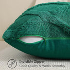 decorUhome Spring Euro Sham Throw Pillow Covers 22x22 Inch Set of 2, Soft Plush Faux Fur Wool Green Couch Pillow Covers, Decorative Neutral Pillow Cases for Bed Sofa Living Room Home Decor