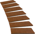 PURE ERA Bullnose Carpet Stair Treads Set Tape Free Non-Slip Indoor Stair Protectors Pet Friendly Rugs Covers Soft Skid Resistant Washable Reusable 9.5" x 30"(2 Pieces,Brown)