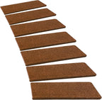 PURE ERA Bullnose Carpet Stair Treads Set Tape Free Non-Slip Indoor Stair Protectors Pet Friendly Rugs Covers Soft Skid Resistant Washable Reusable 9.5" x 30"(2 Pieces,Brown)