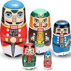 Gejoy Russian Nesting Dolls for Kids Handmade Matryoshka Wooden Stacking Toys Nesting Dolls Collectible Gifts for Winter Christmas Holiday Present Boys Girls Adults Home Decor(Walnut Man)