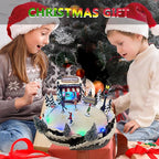 Christmas Village House Collectible Building Christmas Decor Estatua de la cabaña del Pueblo navideño Home Decoration Snow Globe Display Skating Pond Animated Theme Park with 8 Music (M)