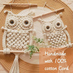 Cilkus Owl Macrame Wall Hanging – Handmade Boho Macrame Wall Decor, Macrame Wall Art Tapestry, Boho Wall Hanging Owl Decor for Bedroom, Living Room, Nursery – Beige (Beige-Large)